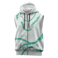 Aloha Lei Mikioi Sleeveless Zip Hoodie Sage Green Polynesian Tribal Tatau Pattern LT9
