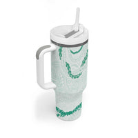 Aloha Lei Mikioi Tumbler With Handle Sage Green Polynesian Tribal Tatau Pattern