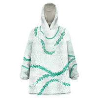 Aloha Lei Mikioi Wearable Blanket Hoodie Sage Green Polynesian Tribal Tatau Pattern