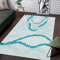 Aloha Lei Mikioi Area Rug Teal Polynesian Tribal Tatau Pattern