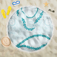Aloha Lei Mikioi Beach Blanket Teal Polynesian Tribal Tatau Pattern