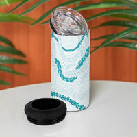 Aloha Lei Mikioi 4 in 1 Can Cooler Tumbler Teal Polynesian Tribal Tatau Pattern