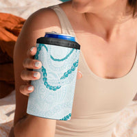 Aloha Lei Mikioi 4 in 1 Can Cooler Tumbler Teal Polynesian Tribal Tatau Pattern