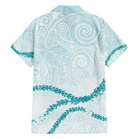 Aloha Lei Mikioi Family Matching Tank Maxi Dress and Hawaiian Shirt Teal Polynesian Tribal Tatau Pattern
