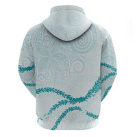 Aloha Lei Mikioi Hoodie Teal Polynesian Tribal Tatau Pattern