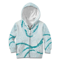 Aloha Lei Mikioi Kid Hoodie Teal Polynesian Tribal Tatau Pattern