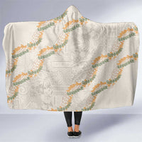 Aloha Pakalana and Puakenikeni Lei Hooded Blanket Beige Hawaiian Pattern