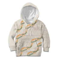 Aloha Pakalana and Puakenikeni Lei Kid Hoodie Beige Hawaiian Pattern