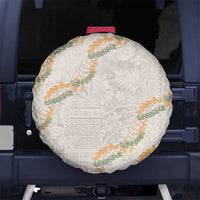 Aloha Pakalana and Puakenikeni Lei Spare Tire Cover Beige Hawaiian Pattern