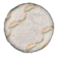 Aloha Pakalana and Puakenikeni Lei Spare Tire Cover Beige Hawaiian Pattern