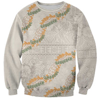 Aloha Pakalana and Puakenikeni Lei Sweatshirt Beige Hawaiian Pattern