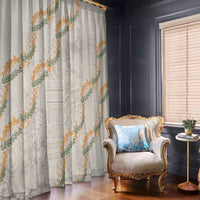 Aloha Pakalana and Puakenikeni Lei Window Curtain Beige Hawaiian Pattern