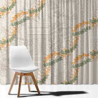 Aloha Pakalana and Puakenikeni Lei Window Curtain Beige Hawaiian Pattern