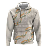 Aloha Pakalana and Puakenikeni Lei Zip Hoodie Beige Hawaiian Pattern