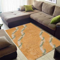 Aloha Pakalana and Puakenikeni Lei Area Rug Gold Hawaiian Pattern