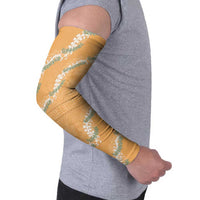 Aloha Pakalana and Puakenikeni Lei Arm Sleeves Gold Hawaiian Pattern - Polynesian Pride