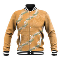 Aloha Pakalana and Puakenikeni Lei Baseball Jacket Gold Hawaiian Pattern