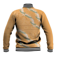 Aloha Pakalana and Puakenikeni Lei Baseball Jacket Gold Hawaiian Pattern