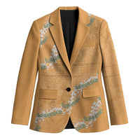 Aloha Pakalana and Puakenikeni Lei Blazer Gold Hawaiian Pattern - Polynesian Pride