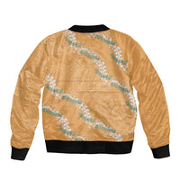 Aloha Pakalana and Puakenikeni Lei Bomber Jacket Gold Hawaiian Pattern