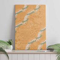 Aloha Pakalana and Puakenikeni Lei Canvas Wall Art Gold Hawaiian Pattern