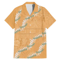 Aloha Pakalana and Puakenikeni Lei Family Matching Mermaid Dress and Hawaiian Shirt Gold Hawaiian Pattern LT9 Dad's Shirt - Short Sleeve Gold - Polynesian Pride