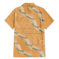 Aloha Pakalana and Puakenikeni Lei Family Matching Mermaid Dress and Hawaiian Shirt Gold Hawaiian Pattern LT9 - Polynesian Pride