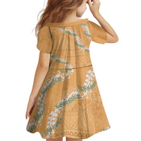 Aloha Pakalana and Puakenikeni Lei Family Matching Off Shoulder Short Dress and Hawaiian Shirt Gold Hawaiian Pattern