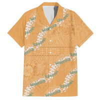 Aloha Pakalana and Puakenikeni Lei Family Matching Short Sleeve Bodycon Dress and Hawaiian Shirt Gold Hawaiian Pattern LT9 Dad's Shirt - Short Sleeve Gold - Polynesian Pride