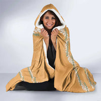 Aloha Pakalana and Puakenikeni Lei Hooded Blanket Gold Hawaiian Pattern