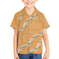 Aloha Pakalana and Puakenikeni Lei Kid Hawaiian Shirt Gold Hawaiian Pattern