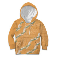 Aloha Pakalana and Puakenikeni Lei Kid Hoodie Gold Hawaiian Pattern