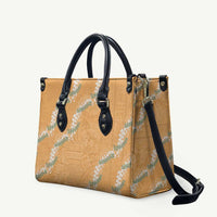 Aloha Pakalana and Puakenikeni Lei Leather Bag Gold Hawaiian Pattern - Polynesian Pride
