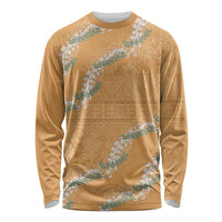 Aloha Pakalana and Puakenikeni Lei Long Sleeve Shirt Gold Hawaiian Pattern