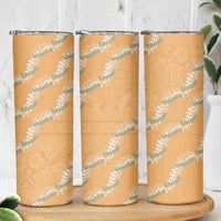 Aloha Pakalana and Puakenikeni Lei Skinny Tumbler Gold Hawaiian Pattern