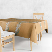 Aloha Pakalana and Puakenikeni Lei Tablecloth Gold Hawaiian Pattern