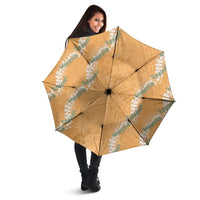 Aloha Pakalana and Puakenikeni Lei Umbrella Gold Hawaiian Pattern - Polynesian Pride