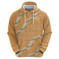 Aloha Pakalana and Puakenikeni Lei Zip Hoodie Gold Hawaiian Pattern