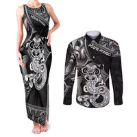 Personalised New Zealand Potae Pango Cricket Couples Matching Tank Maxi Dress and Long Sleeve Button Shirt Special Maori Hei Tiki Tribal Tattoo
