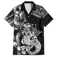 Personalised New Zealand Potae Pango Cricket Family Matching Long Sleeve Bodycon Dress and Hawaiian Shirt Special Maori Hei Tiki Tribal Tattoo LT9 Dad's Shirt - Short Sleeve Black - Polynesian Pride