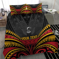 Custom Papua New Guinea Cricket Bedding Set PNG Emblem Mix Polyneisan Pattern