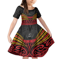 Custom Papua New Guinea Cricket Family Matching Mermaid Dress and Hawaiian Shirt PNG Emblem Mix Polyneisan Pattern