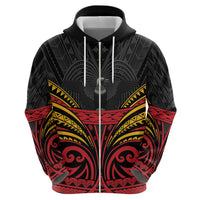Custom Papua New Guinea Cricket Hoodie PNG Emblem Mix Polyneisan Pattern