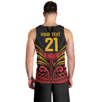Custom Papua New Guinea Cricket Men Tank Top PNG Emblem Mix Polyneisan Pattern