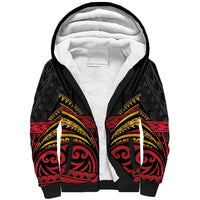 Custom Papua New Guinea Cricket Sherpa Hoodie PNG Emblem Mix Polyneisan Pattern LT9 Unisex Black - Polynesian Pride