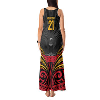 Custom Papua New Guinea Cricket Tank Maxi Dress PNG Emblem Mix Polyneisan Pattern LT9 - Polynesian Pride