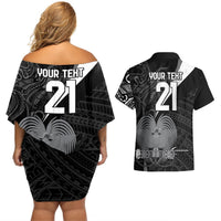 Custom Papua New Guinea Cricket Couples Matching Off Shoulder Short Dress and Hawaiian Shirt Tribal Bird of Paradise Tattoo LT9 - Polynesian Pride