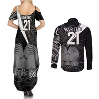 Custom Papua New Guinea Cricket Couples Matching Summer Maxi Dress and Long Sleeve Button Shirt Tribal Bird of Paradise Tattoo LT9 - Polynesian Pride