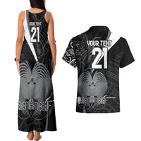Custom Papua New Guinea Cricket Couples Matching Tank Maxi Dress and Hawaiian Shirt Tribal Bird of Paradise Tattoo