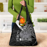 Custom Papua New Guinea Cricket Grocery Bag Tribal Bird of Paradise Tattoo